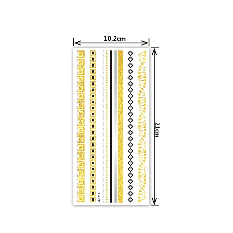 Creative personality exquisite fashion waterproof sweat gold and silver tattoo stickers bronzing and silver tattoo stickers