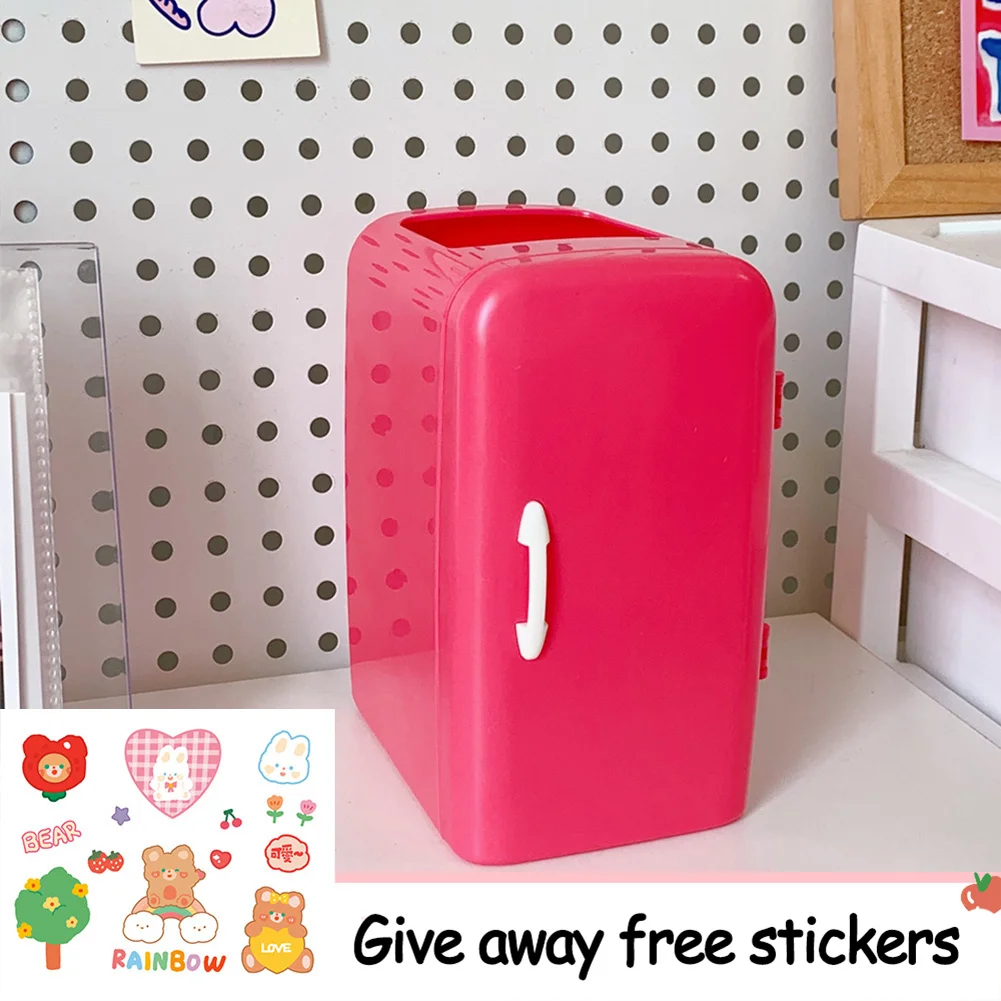 Refrigerator Shape Pen Holder Pencil Pot Storage Holder Desk Tidy (Rose)