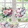 (US Local)2Pcs Love Rose Special Shape Diamond Painting Hanging Pendants for Wall Window