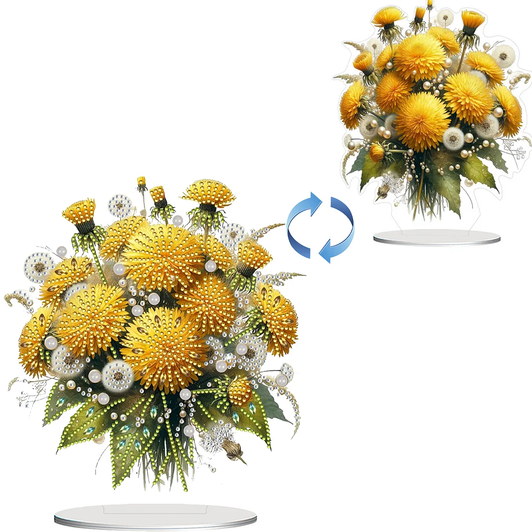 2D Flat Dandelion DIY Desktop Diamond Art Kits Bedroom Table Decoration