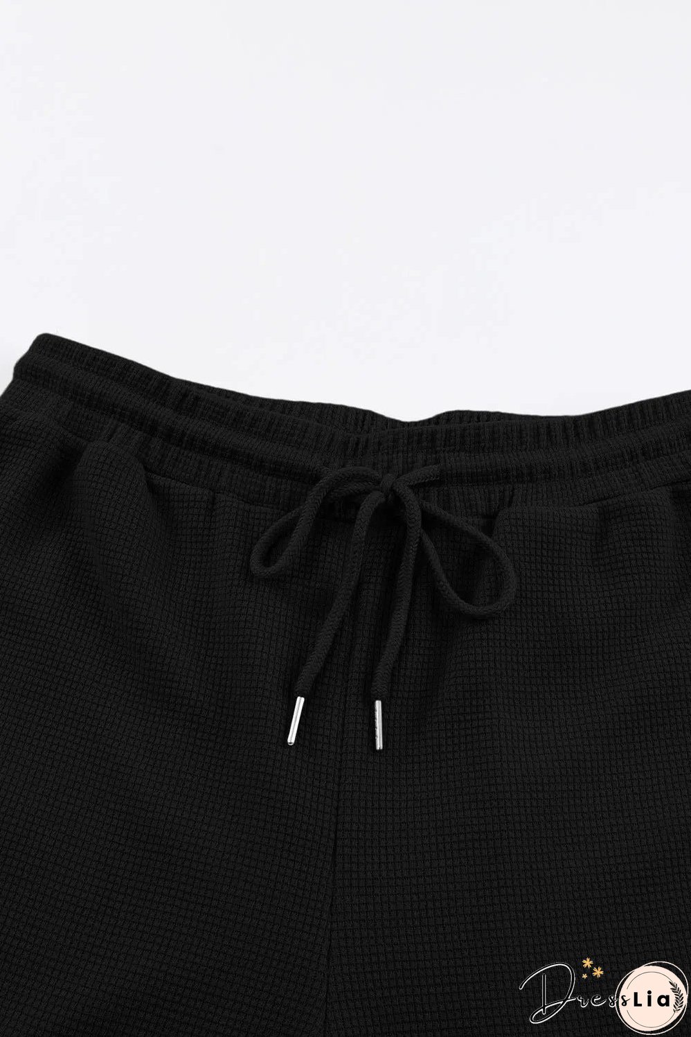 Black Waffle Texture Cargo Pocket Jogger Pants