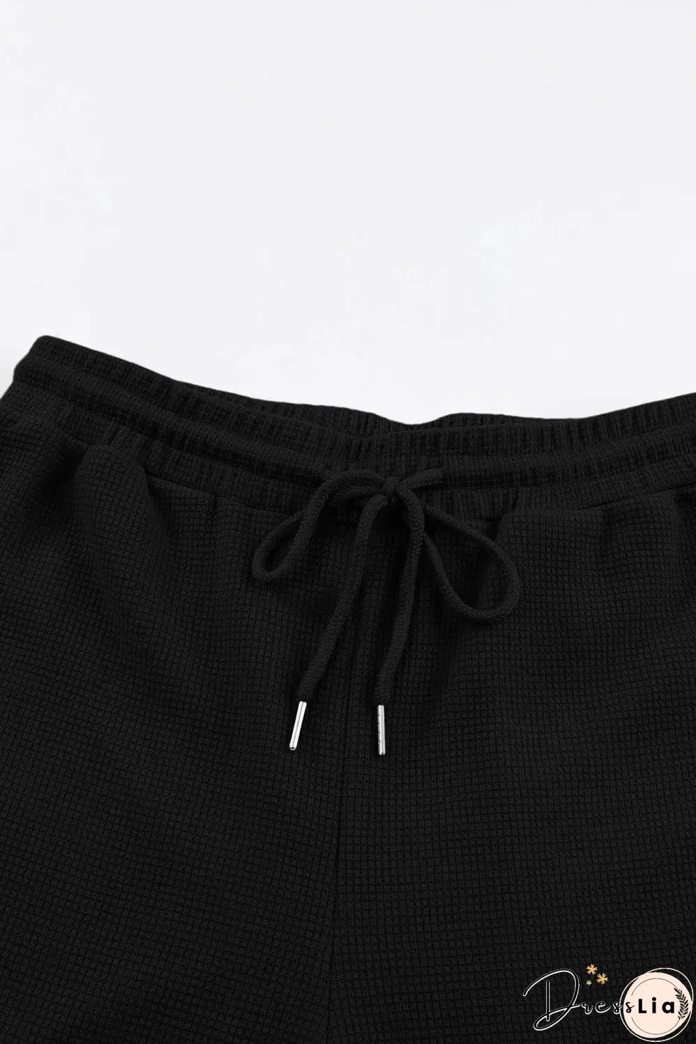 Black Waffle Texture Cargo Pocket Jogger Pants