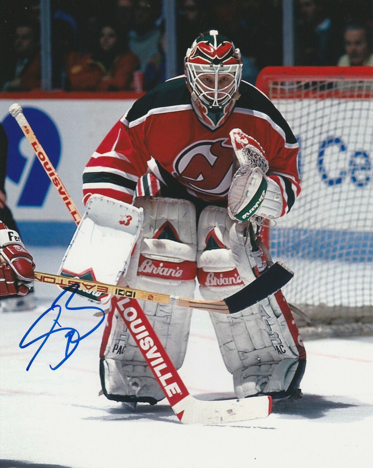 VINTAGE SEAN BURKE SIGNED NEW JERSEY DEVILS GOALIE 8x10 Photo Poster painting #3 Autograph PROOF