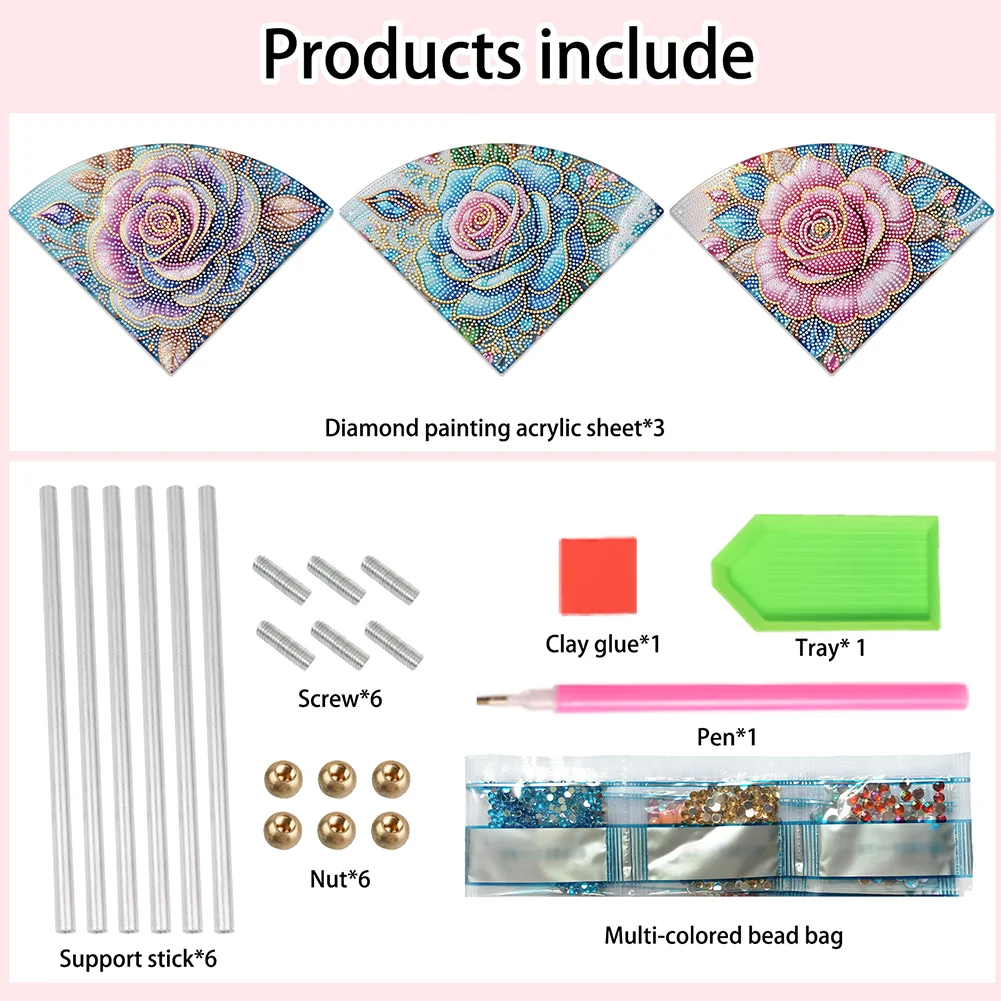 5D DIY 3 Tier Acrylic Rose Special Shape Diamond Painting Storage Shelf