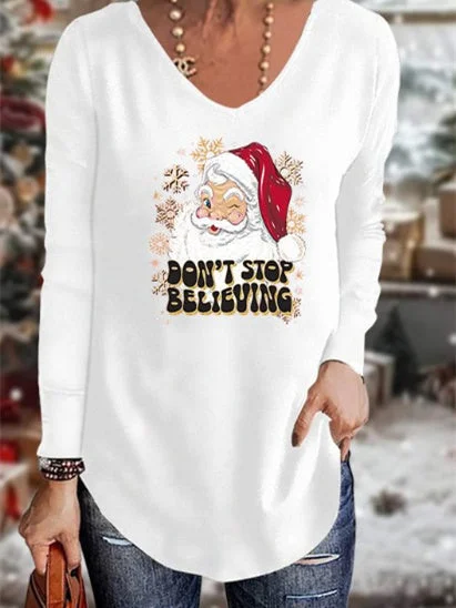 Women's Long Sleeve Scoop Neck Graphic Printed Tops