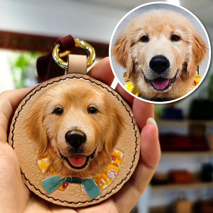 Golden Retriever Handmade Leather Dog/Bag Charm