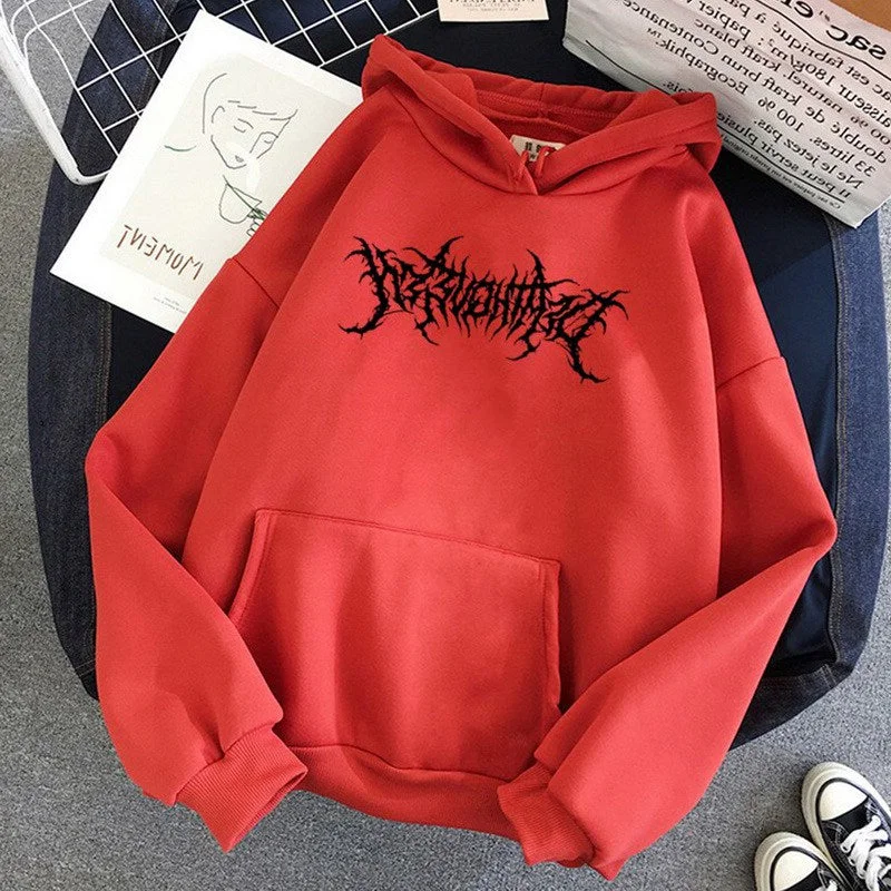 Gothic Oversized Hoodie Long Sleeve Harajuku Sweatshirt Women Men Aesthetic Hip Hop Vintage Autumn Winter Hooded Pullovers Tops