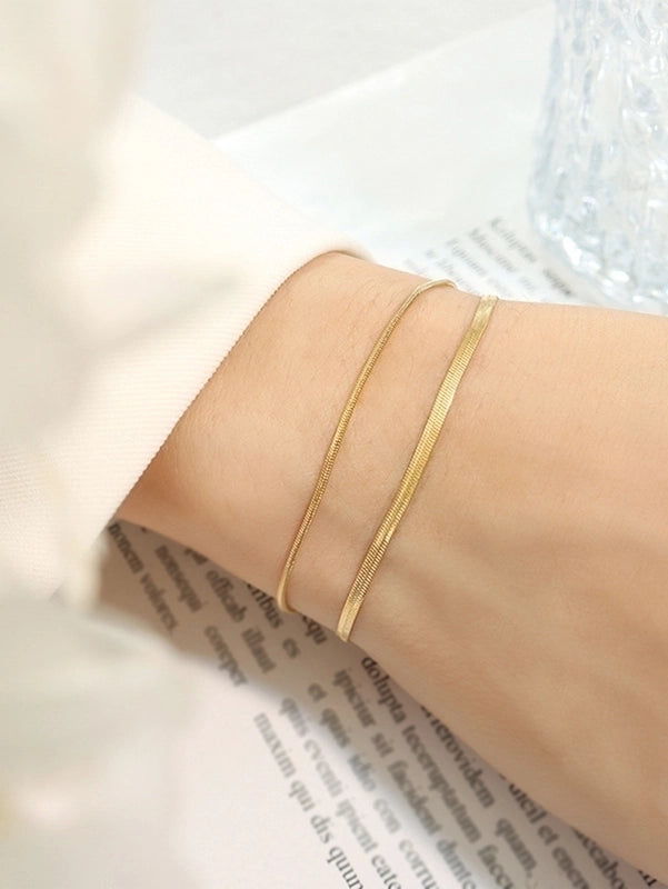 Retro Round Solid Color 304 Stainless Steel 18K Gold Plated Bracelets In Bulk