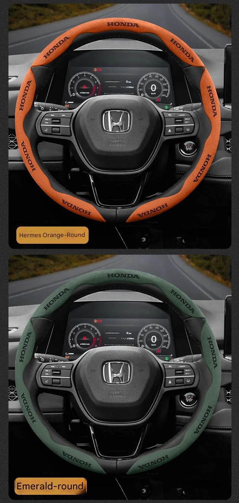 Car segmented suede steering wheel protective cover--3D car logo embossed style