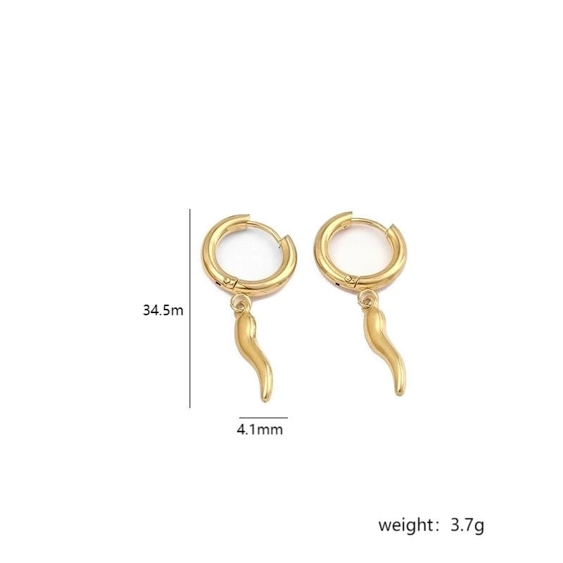 Stainless Steel 18K Gold Plated Minimalist Plating Chili Drop Earrings