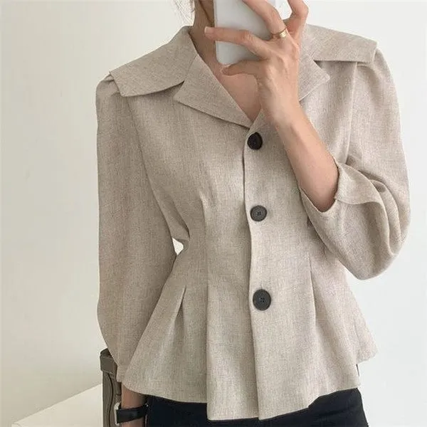 Classy Long Sleeve Plain Outerwear