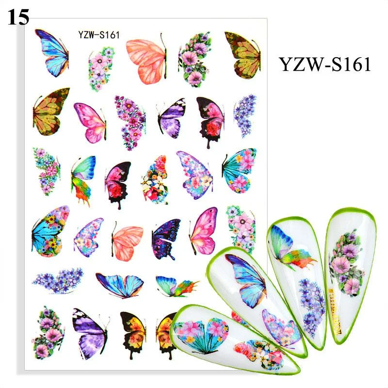 1 Sheet Human Face Nail Stickers And Decals 2021 Nail Art Decorations Set Geometric Pattern Dried Flowers Sliders For Nails Art-Nail Inspo