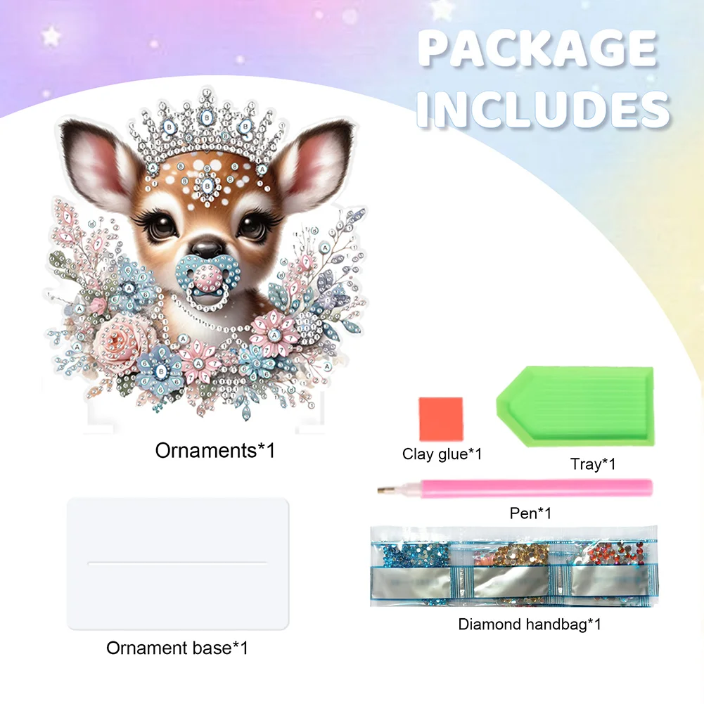 Animal Special Shaped Colorful Cartoon Desktop Diamond Art Kits (Baby Deer)