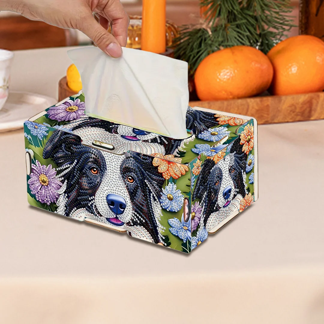 Wooden Diamond Painting Tissue Box for Home and Office Decoration(CZH011)