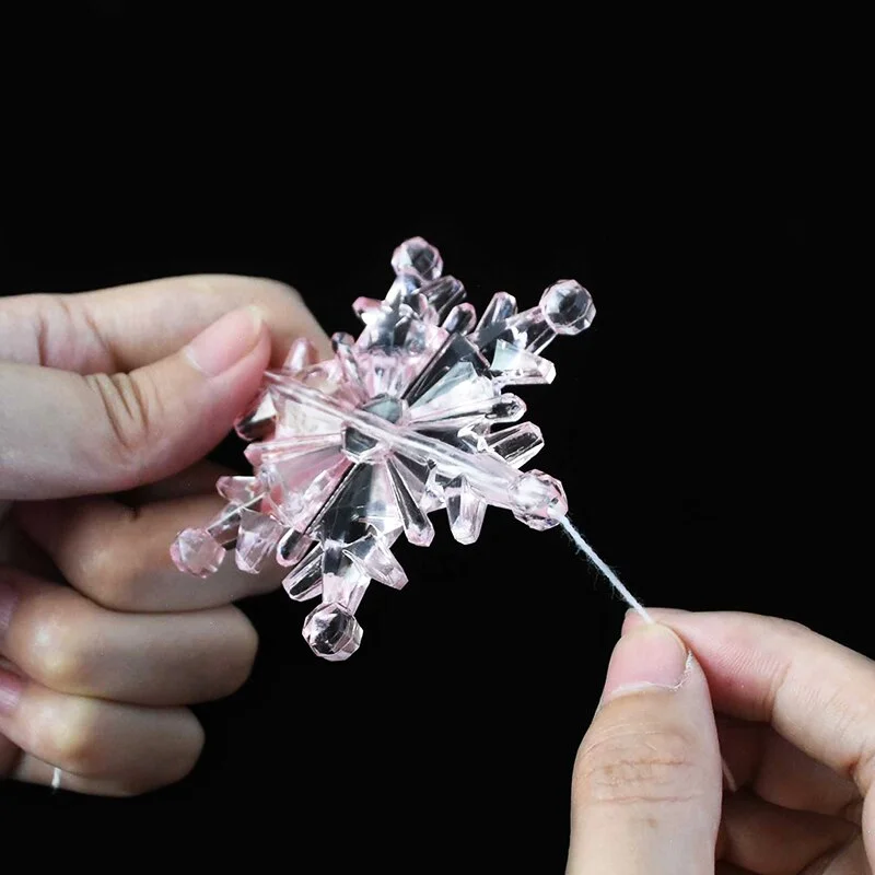 10Pcs/pack Christmas Decorations for Home Snowflake Christmas Tree Ornaments Hanging Crystal Acrylic DIY Bead Curtain Home Decor