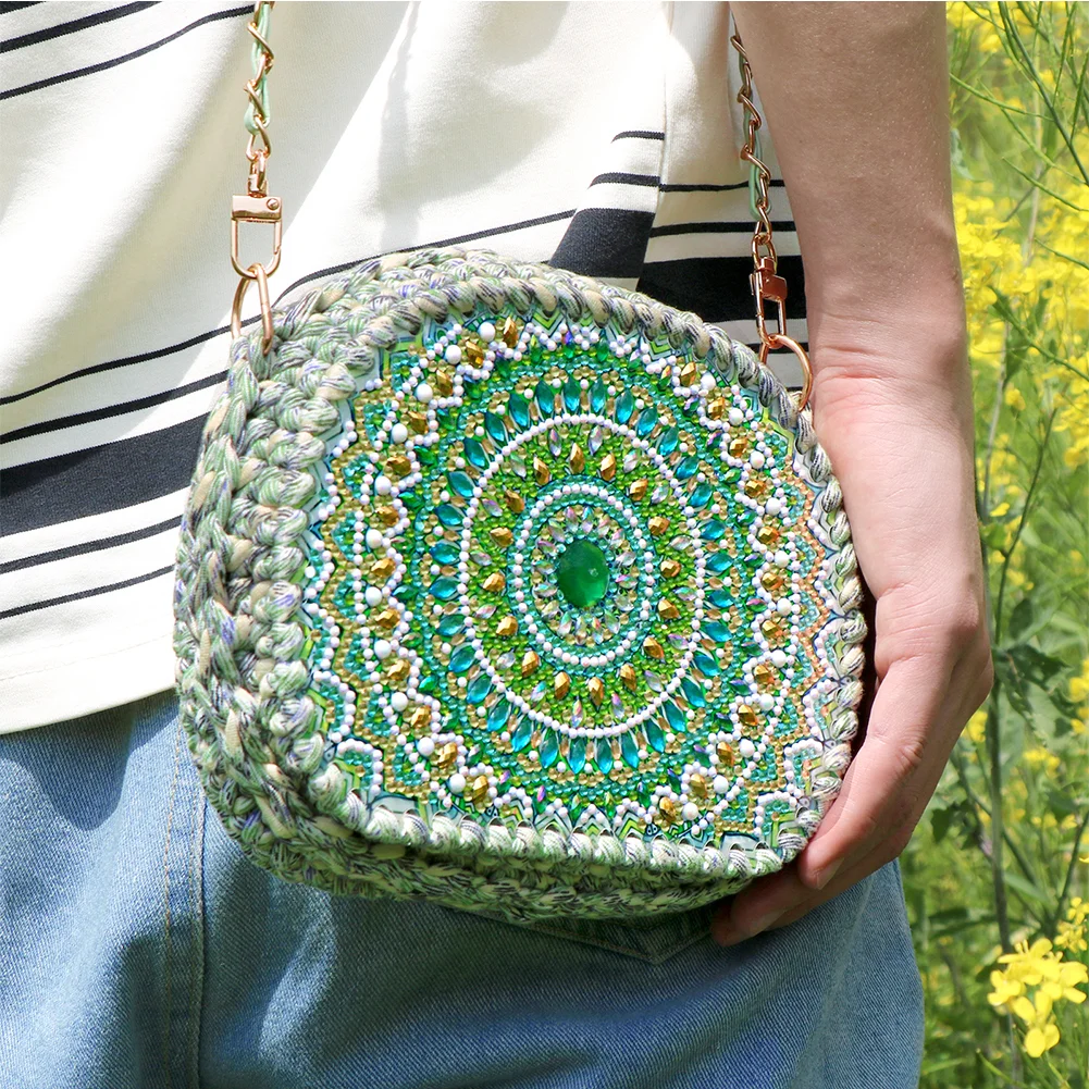 DIY Partial Special Shaped Mandala 5D Diamond Handmade Knitting Bag Chain Purse