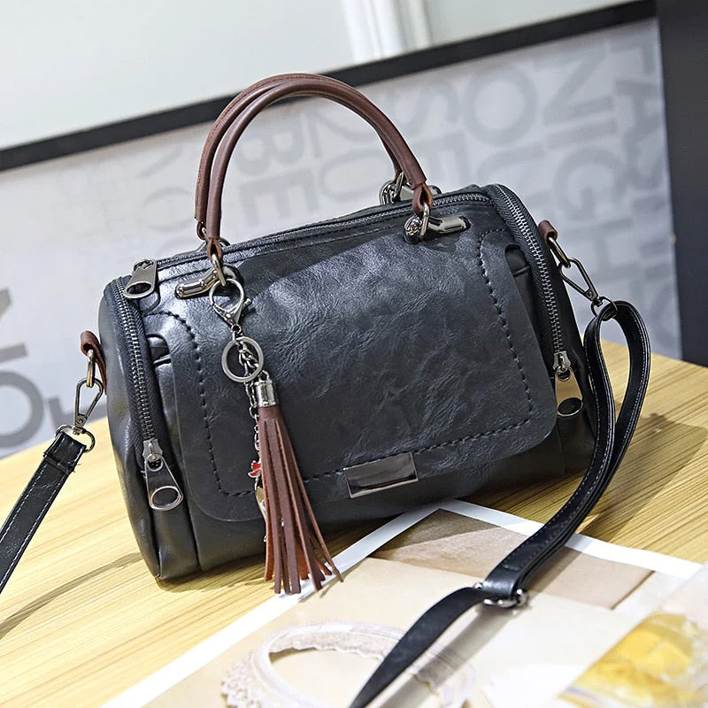 Shoulder Bag For Women 2020 New Luxury Quality Pu Leather Crossbody Simple Vintage Cute Boston Female Ladies Box-Shaped Handbags