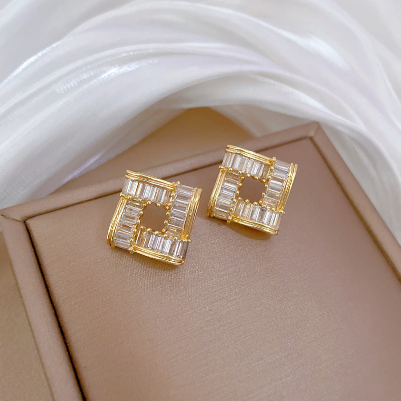 Korean Cosmos Geometric Titanium Steel Electroplating Earrings