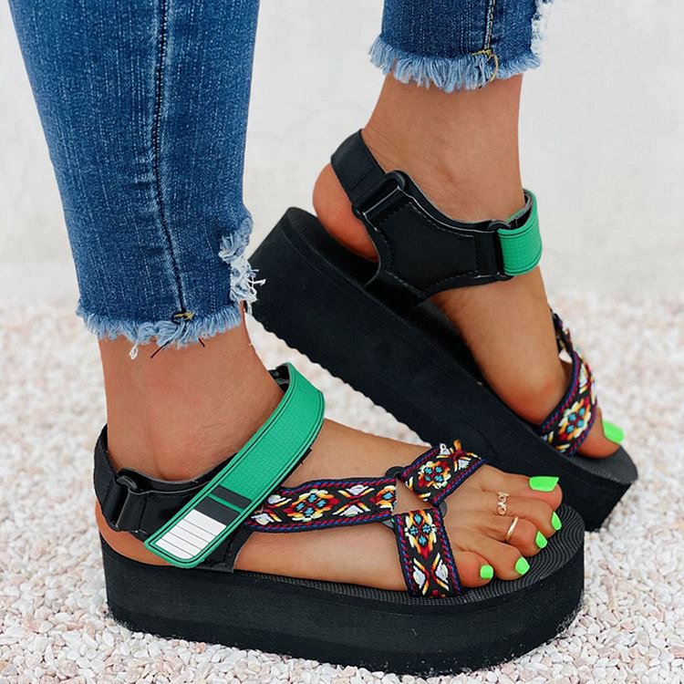 Casual Magic Stickers Thick-Soled Sandals Shoes