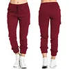 Ladies Workwear Casual Elastic Waist Lace Up Pants
