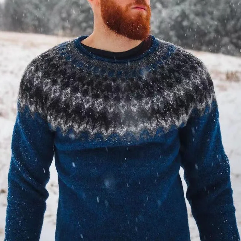 Leisure Blue Fair Isle Surf Graphics Jacquard Sweater