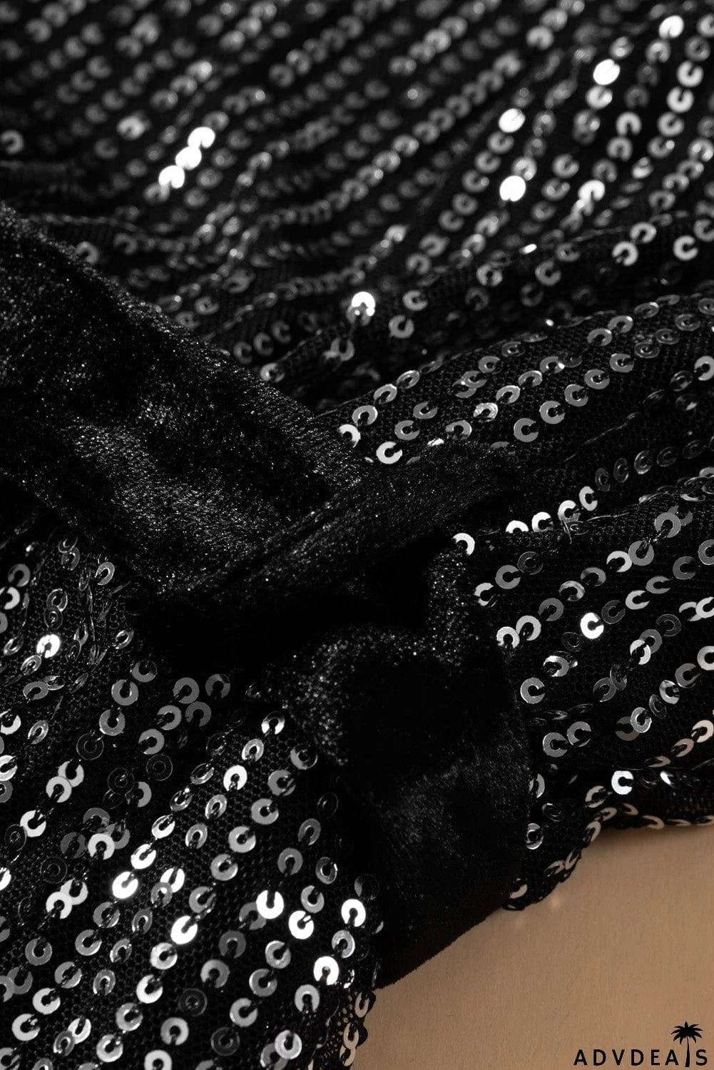 Wine Red Loose Long Sleeve Sequin Dress with Sash