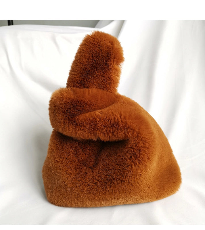 Furry Korean Style Autumn And Winter Imitation Rex Rabbit Fur Handbag Cute Plush Vest Bag For Women