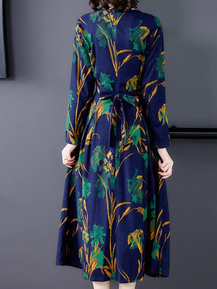 Fashion Long-sleeved Plus Velvet Padded Dress