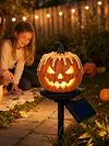 Solar Powered Pumpkin Halloween Stake Light Outdoor Waterproof LED Lamp
