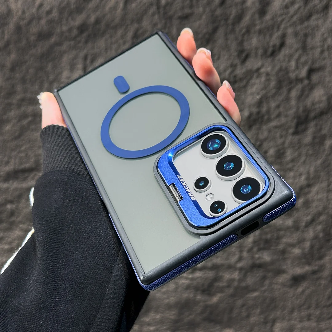 Applicable Samsung S25Ultra Magnetic Mobile Phone Case S24Plus Creative Lens Holder S23 Two-Color Anti-Fall