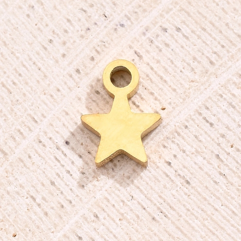 1 Piece 13x7mm 14x6mm 7×5.5mm Hole 1~1.9mm 304 Stainless Steel 18K Gold Plated Pentagram Heart Shape Key Polished Jewelry Accessories Pendant