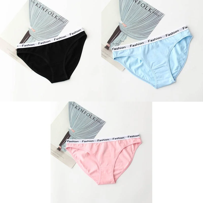 M-2XL Cotton Panties Female Underpants Sexy Panties for Women Briefs Underwear Plus Size Pantys Lingerie 3PCS/Set 5 Solid Color