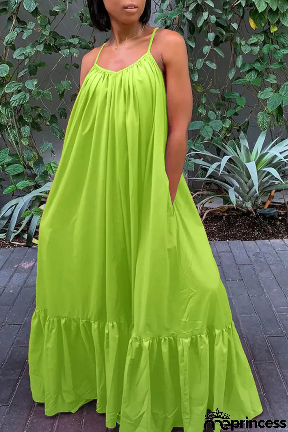 Light Purple Sexy Casual Solid Backless Spaghetti Strap Loose Sling Dress