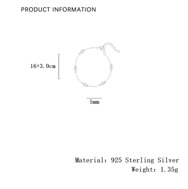 925 Sterling Silver Bracelets Casual Cute Streetwear