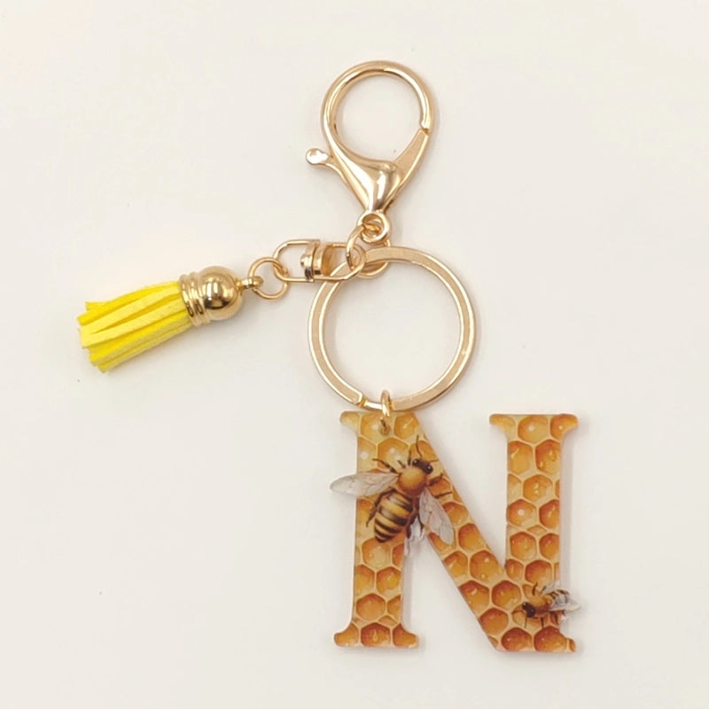 Classic Style Commute Letter Bee Arylic Unisex Bag Pendant Keychain