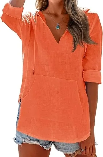 Women's V-Neck Hooded Beach Cover-Up 