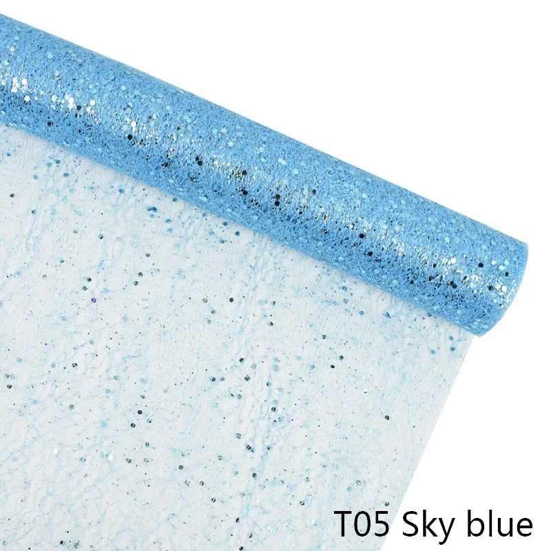 50cm*5Y Gold Wire Tissue Tulle Roll Spool Craft Wedding Party Decoration Bouquet Wrap Organza Sheer Gauze Element Table Runner