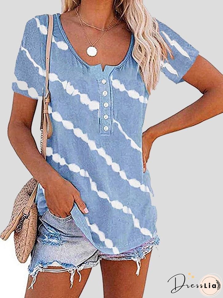 Casual Striped Short-sleeved T-shirt for Women
