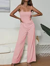 Solid Color Spaghetti-neck Jumpsuits