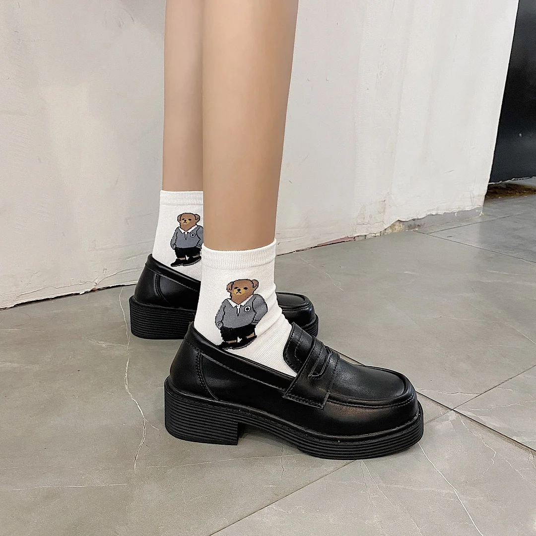Vstacam Japanese Student Shoes Girly Girl Lolita JK Commuter Uniform Shoes Loafer Casual Mary Jane Shoes Platform
