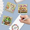 (US Only)6PCS DIY Easter Pattern Rhinestone Diamond Art Mosaic Postcards for Friends