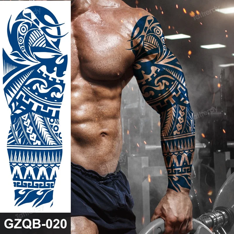 large temporary tattoos full arm sleeve tattoo men totem tribal dragon desgins long lasting tattoo waterproof safe juice ink
