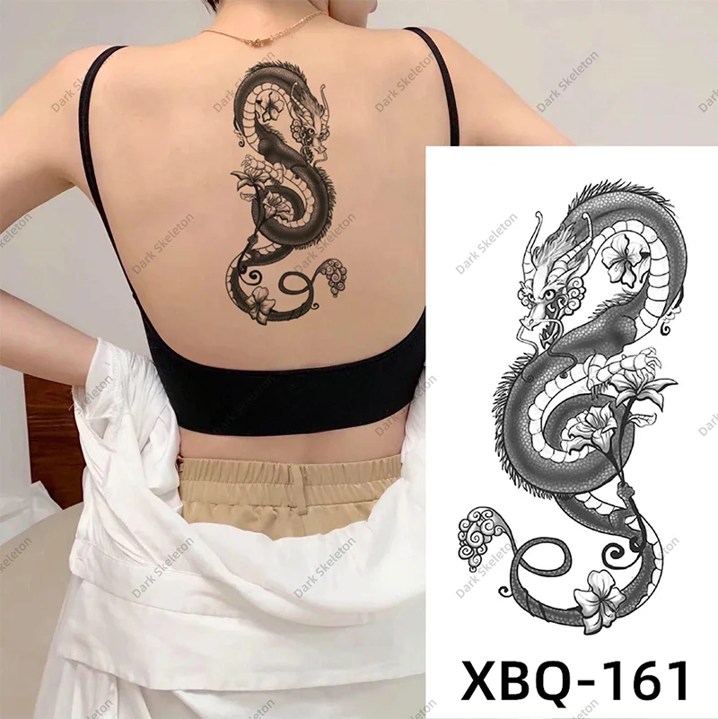 Sdrawing Black Forest Tattoo Sticker For Men Women Children Tiger Wolf Death Temporary Tattoo Fake Henna Skeleton King Animal Tatoo