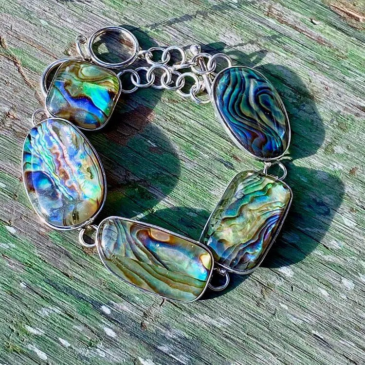 Paua Abalone Panel Bracelet in Sterling Silver