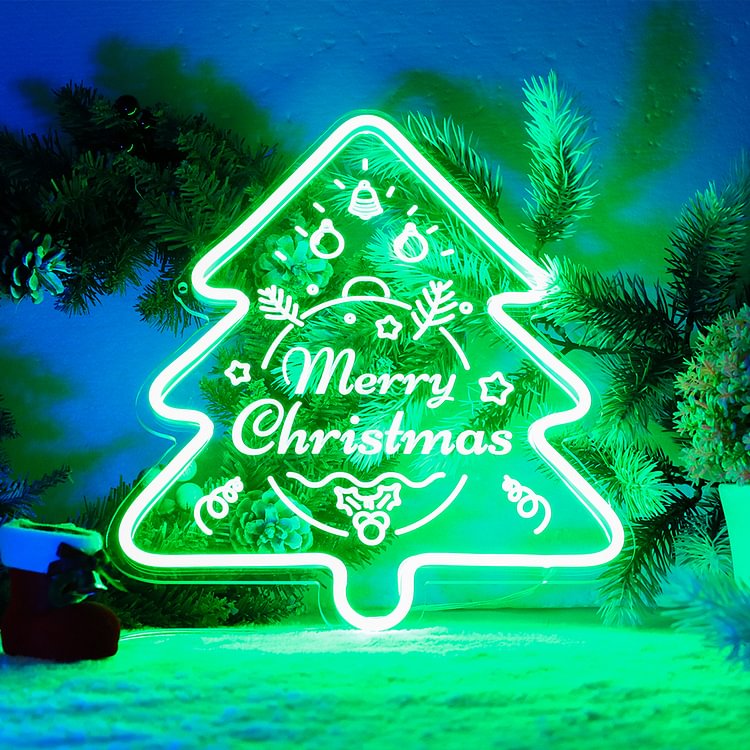 Enseigne lumineuse néon de sapin de Noël alimentée par USB 3D pour la décoration de la maison (vert)