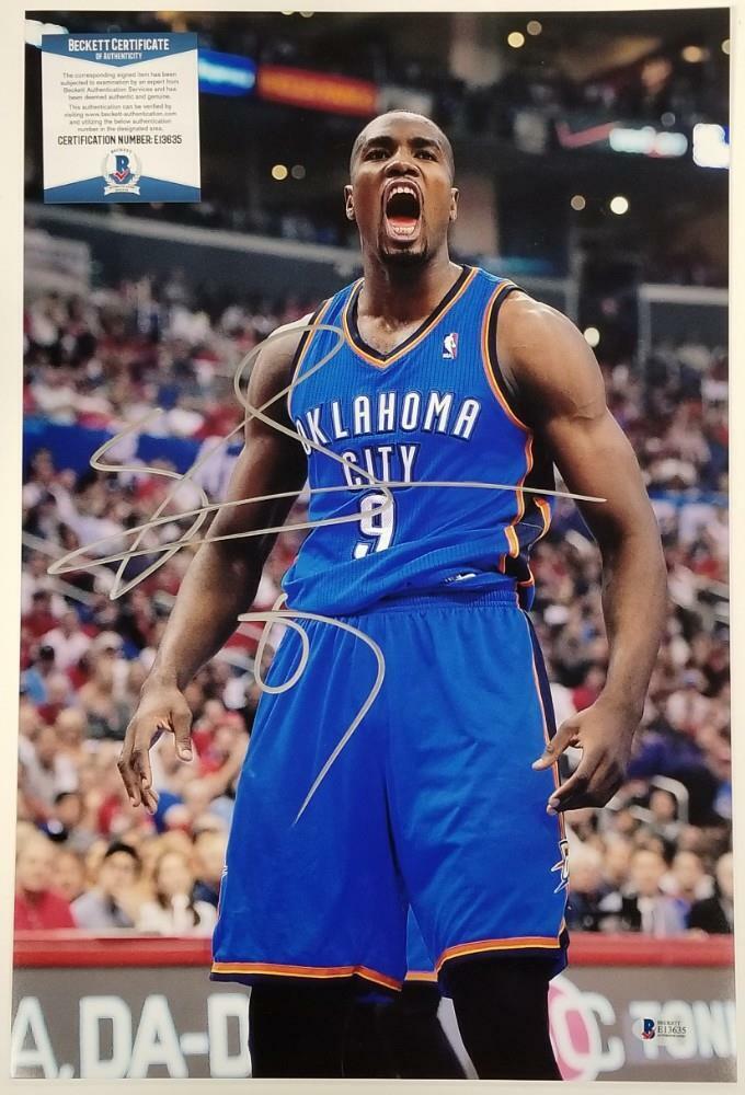 SERGE IBAKA Signed 12x18 Photo Poster painting Oklahoma City Thunder Auto~ Beckett BAS COA