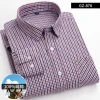 Pure cotton plaid casual square collar pocket long sleeve shirt