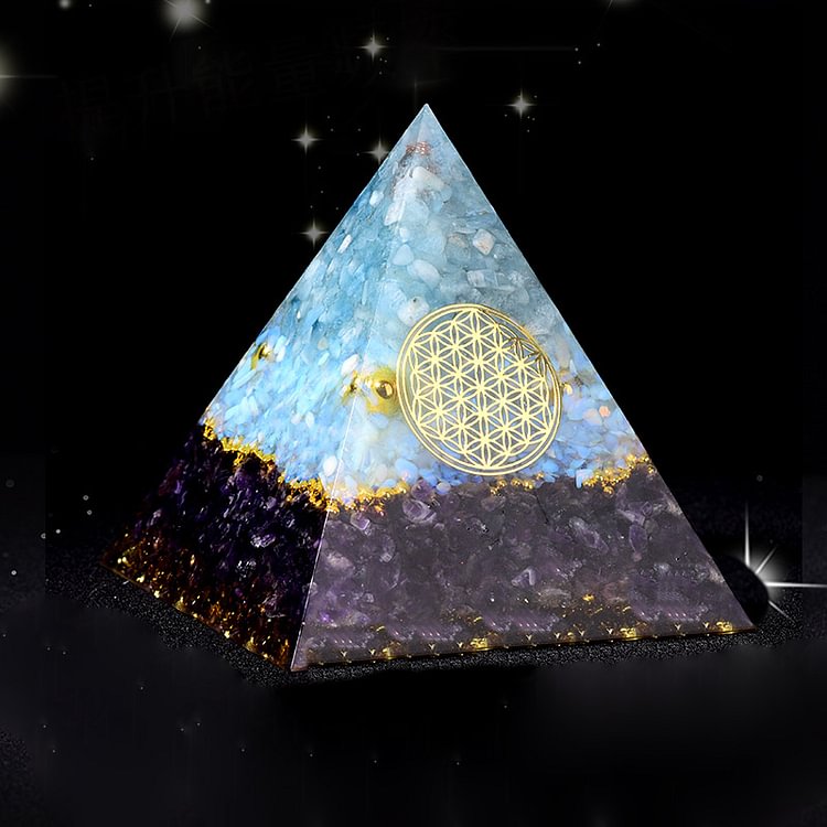Amethyst Aquamarine Opal Orgone Pyramid