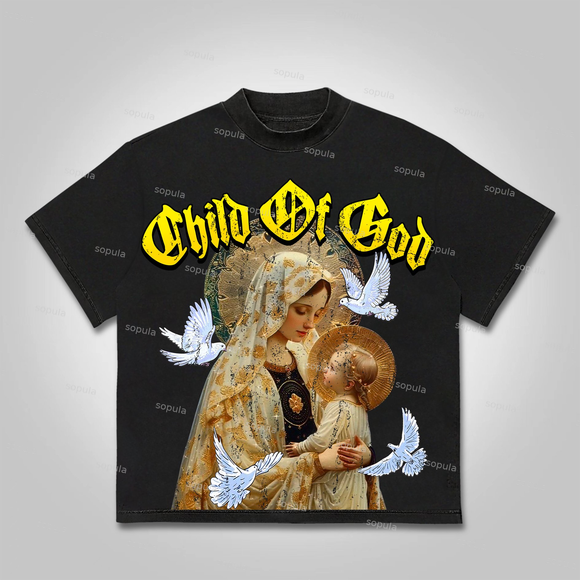 Sopula Vintage Child Of God Graphic Print Cotton T-Shirt