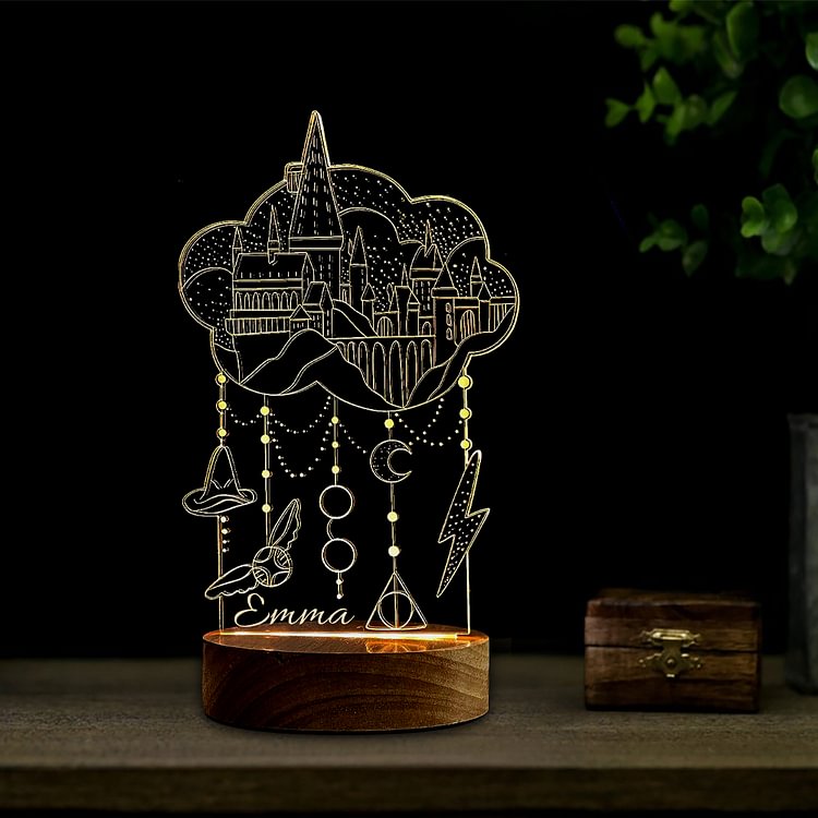 Lámpara 3D Ilusión Luz de noche Castillo Luces LED monocromáticas personalizadas 1 nombre